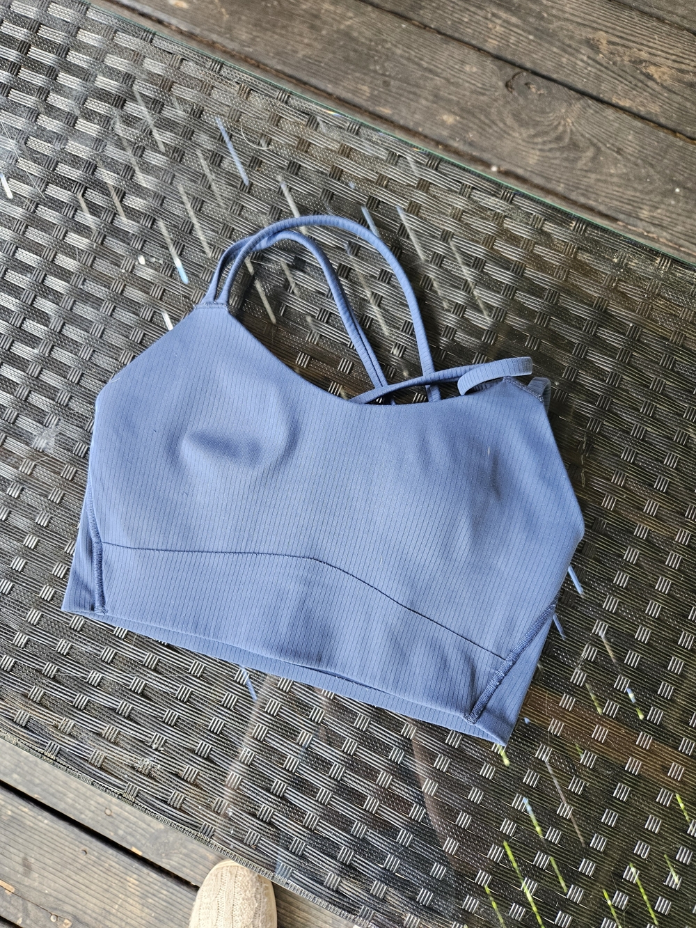 Urban Outfitters Ribbed Strappy Sports Bra - Blue